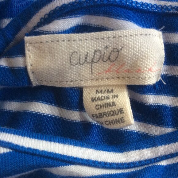 Cupio Blush Blue & White Stripe Sleeveless Nautical Beachy Sundress Size Medium - Picture 3 of 5